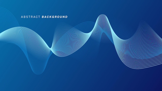 Abstract glowing wave lines on dark blue background Dynamic Modern wavy lines Futuristic technology