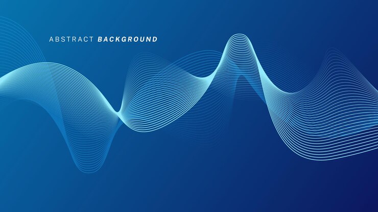 Vector abstract glowing wave lines on dark blue background dynamic modern wavy lines futuristic technology
