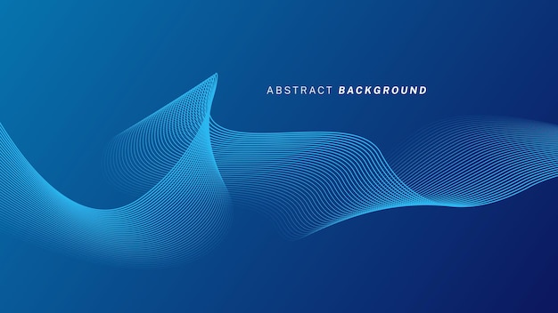 Vector abstract glowing wave lines on dark blue background dynamic modern wavy lines futuristic technology