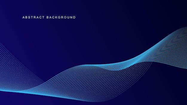 abstract glowing wave lines on dark blue background dynamic wave line
