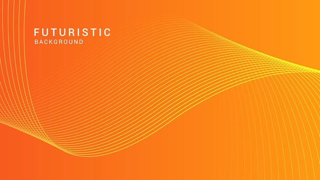 Vector abstract glowing wave lines on orange background