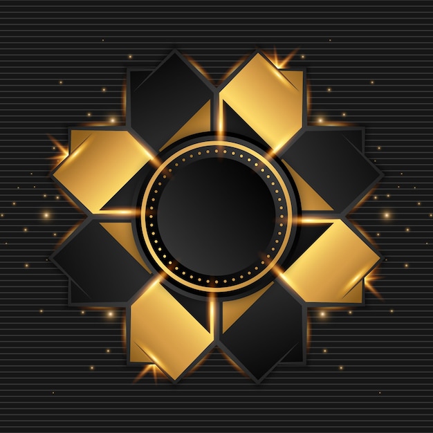 Abstract gold and black flower shapes
