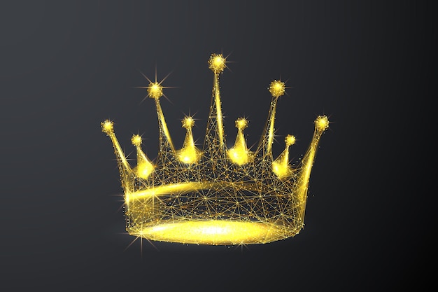 Vector abstract gold crown the golden light in low poly wireframe