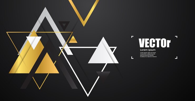 Vector abstract gold geometric triangles.