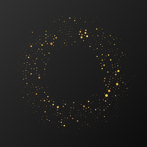 ベクトル 抽象的なゴールド輝くハーフトーン ドット背景サークル フォームのゴールド キラキラ パターンサークル ハーフトーン ドット ベクトル図