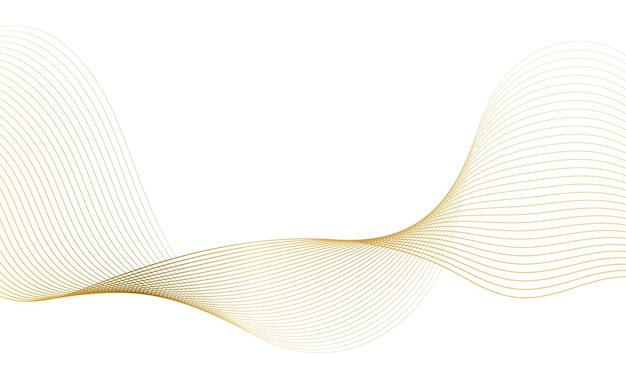 Abstract gold gradient background wave element for design. Stylized wave with lines.