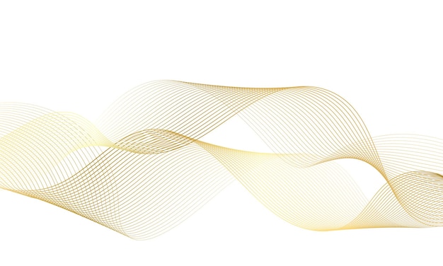 Abstract gold gradient background wave element for design. Stylized wave with lines.