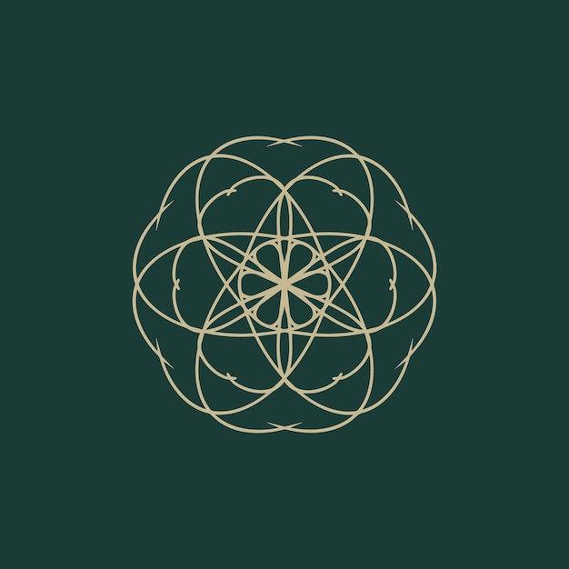 abstract gold and green floral mandala logo suitable for elegant and luxury ornamental symbol