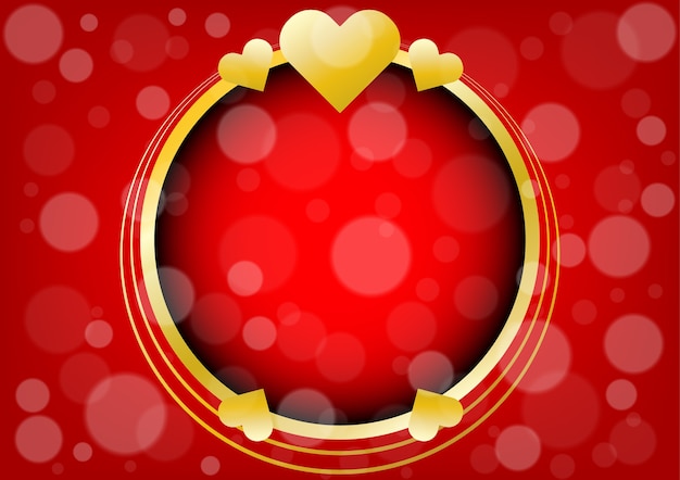 Abstract gold hearts and circle for valentines day background