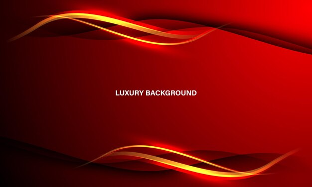 Abstract gold light curve luxury on red design modern creative background vector