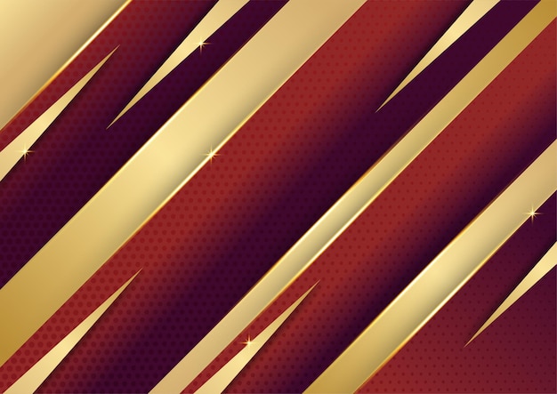 Abstract gold lines pattern business technology on red gradients background.