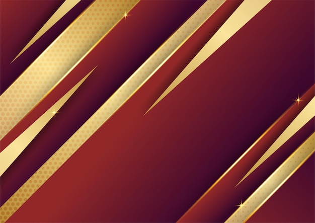 Abstract gold lines pattern business technology on red gradients background.