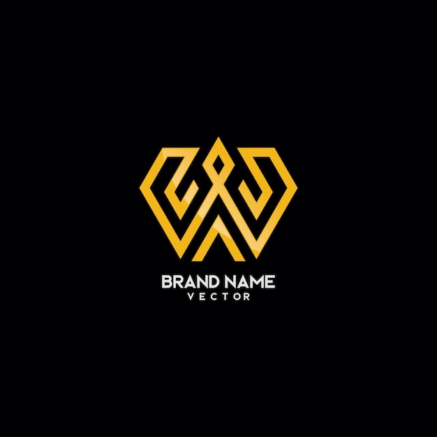 Abstract gold monogram w logo design