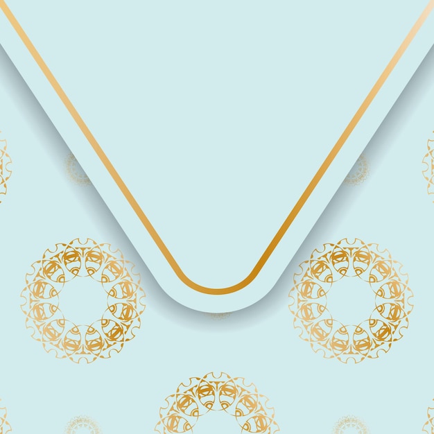 Abstract gold pattern aquamarine brochure prepared for typography.