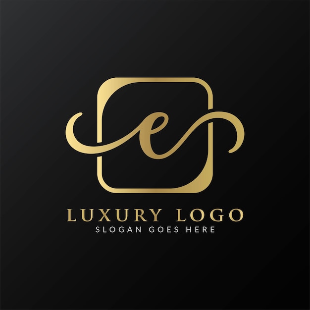 Vector abstract gold premium luxury letter e logo design