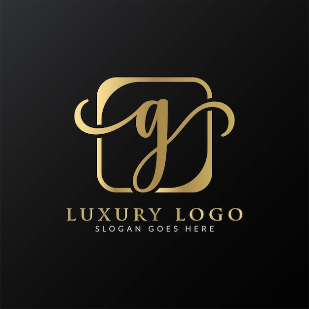 Design del logo della lettera g di lusso premium in oro astratto