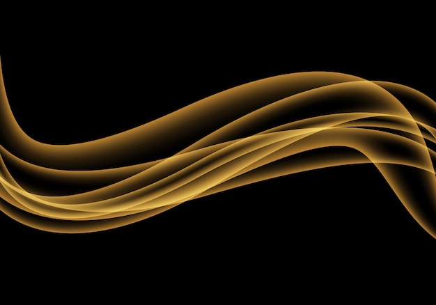 Vector abstract gold wave curve luxury on black.