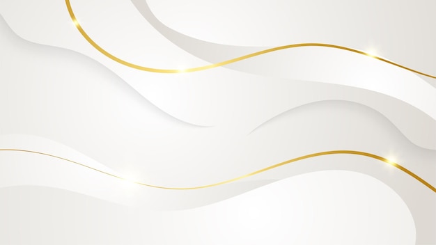 Abstract gold wave lines on white background with luxury shapes