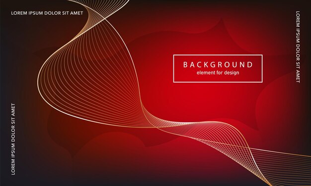 Abstract gold wave on red background. Colorful shiny element wave line. Digital track equalizer.