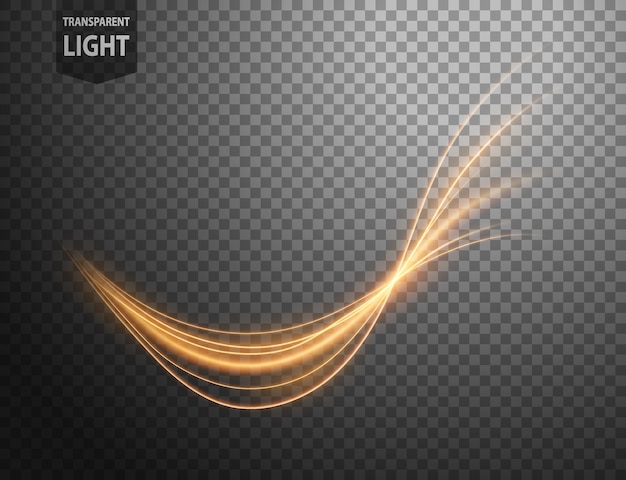 Abstract gold wavy line of light