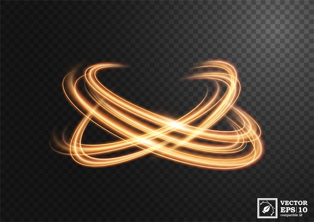 Abstract gold wavy line of light