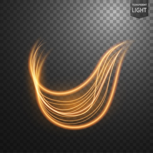 Abstract gold wavy line of light