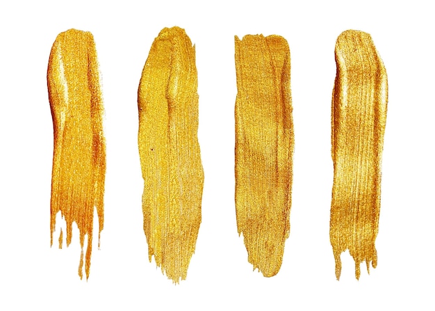 Vector abstract golden brush stroke gold brush stroke handpainted set isolated