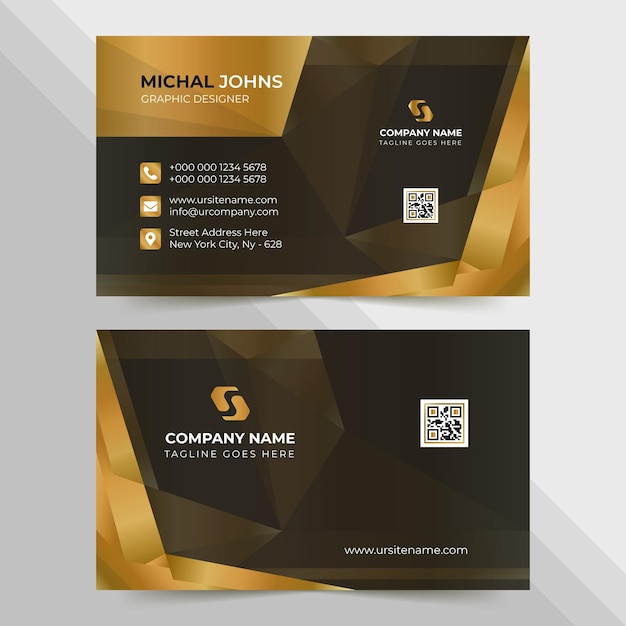 Abstract golden business card and modern visiting card design template