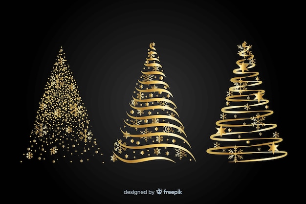 Vector abstract golden christmas tree concept