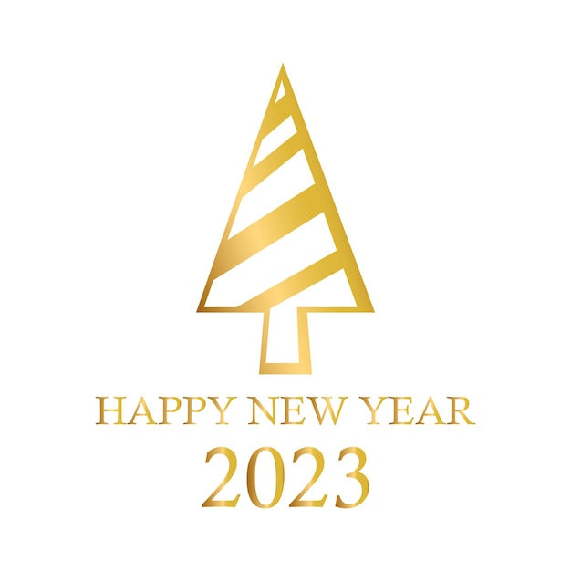 抽象的な黄金のクリスマス ツリーの休日のシンボル クリスマス新年 2023年ベクトル