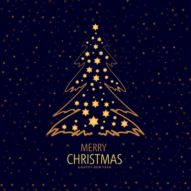 Абстрактная золотая рождественская елка на темном фоне.
