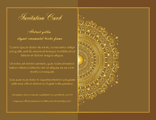 Абстрактное золотое элегантное декоративное приглашение. вектор дизайна карты на сплошном светло-коричневом цвете.