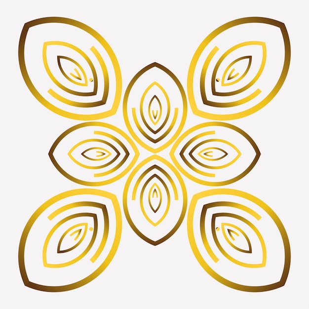 Абстрактный золотой цветочный орнамент на белом фоне