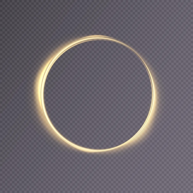 Abstract golden light circle effect on transparent background. PNG vector