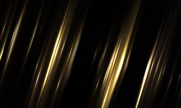 Abstract golden light lines with glow effect on black background