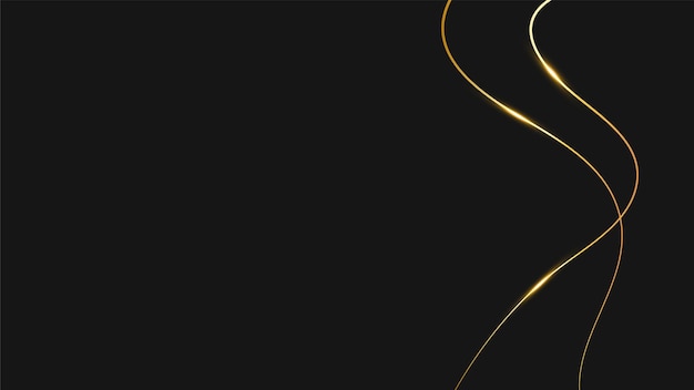 Vector abstract golden lines black background