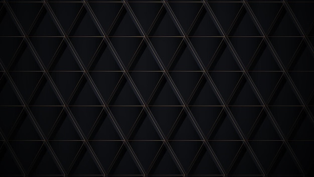 Abstract golden lines and black triangles shape pattern background. vector illustration