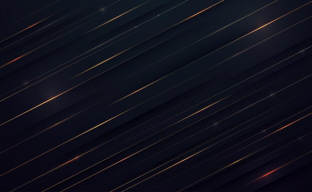 Abstract golden lines and light on dark background