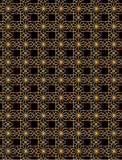 抽象的な黄金のシームレスな幾何学的形状パターン背景