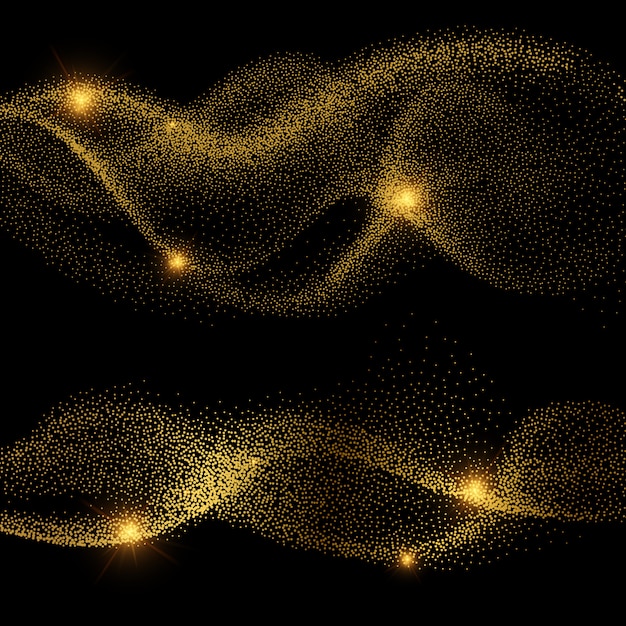 Abstract golden shiny smokey wave vectors