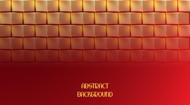 Abstract golden square on red background