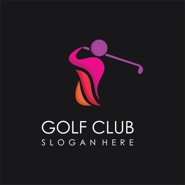 Абстрактный гольф человек качели дизайн логотипа вдохновение человеческий гольф логотип значок вектор силуэт гольфа