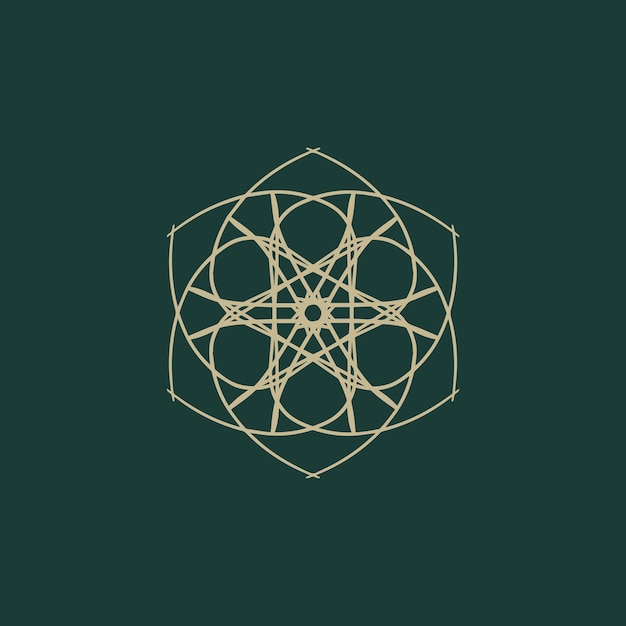 Vector abstract goud en groen bloemenmandala-logo geschikt voor elegant en luxe siersymbool