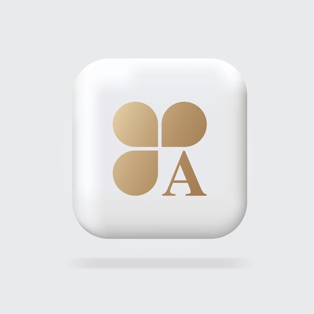 Abstract gouden logo clover-logo met a logo 3d-teken volumetrisch teken webbannertekens