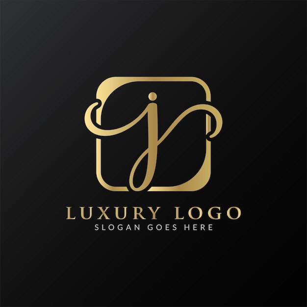 Abstract gouden premium luxe letter J logo-ontwerp