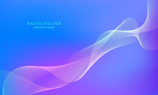 Abstract gradient background. Colorful shiny wave with lines created using blend tool.