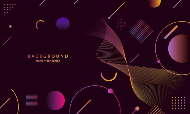 Abstract gradient background. Stylized colorful shiny wave and line element for design.