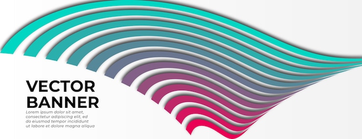 Vector abstract gradient blue pink banner design