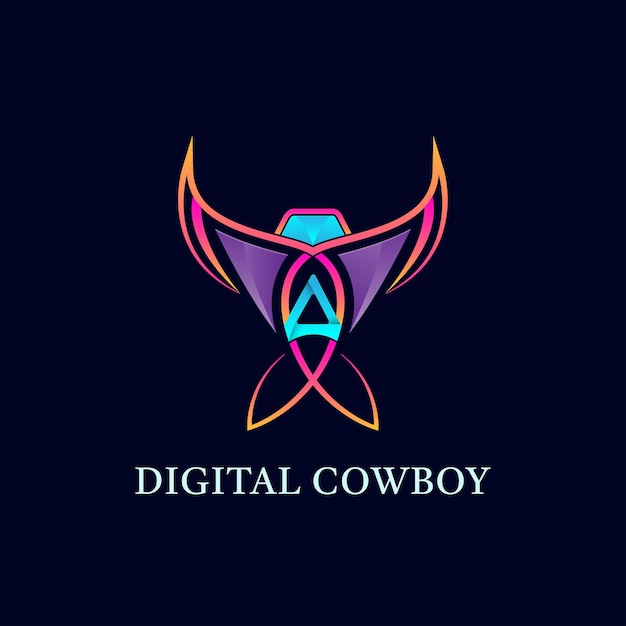 abstract gradient cowboy hat logo design