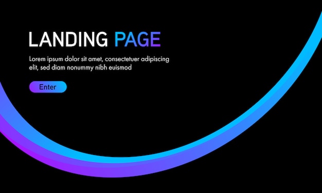 Abstract gradient curve black landing page template